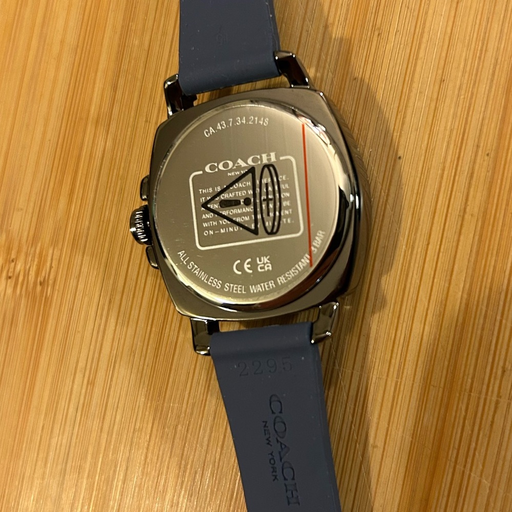Coach Boyfriend Watch With 34mm Gunmetal Grey Face & Blue Silicone Band - Picture 5 of 8